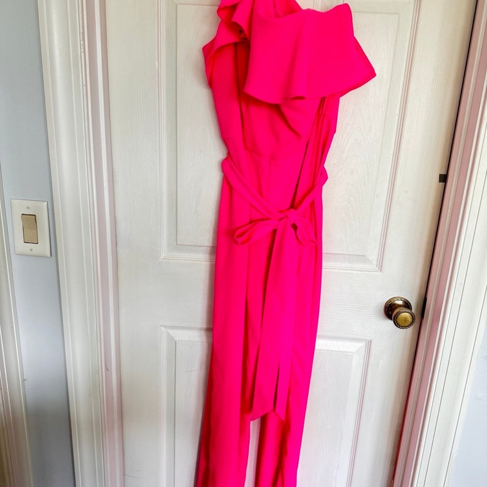 Lilly Pulitzer Hot Pink One-Shoulder Ruffle Jumpsuit - Picture 11 of 11